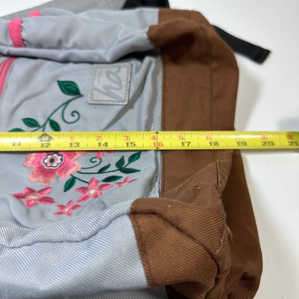 Hanna Andersson Embroidered Owl Flowers Full Size Backpack Gray Pink - Picture 12 of 12